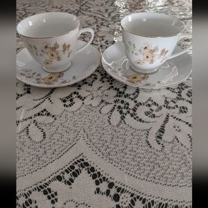 Vintage Retro Tea Cups Serveware Floral Elegant Decor Gift Set